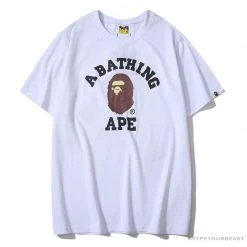 Hypeyourbeast BAPE Classic Basic Ape Man Head English LOGO Tee Shirt 'WHITE'