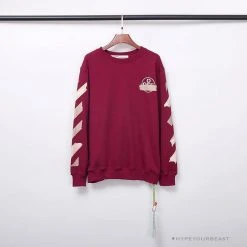 Hypeyourbeast OFF-WHITE Rubber Strip Arrow Hoodie 'WINE RED'