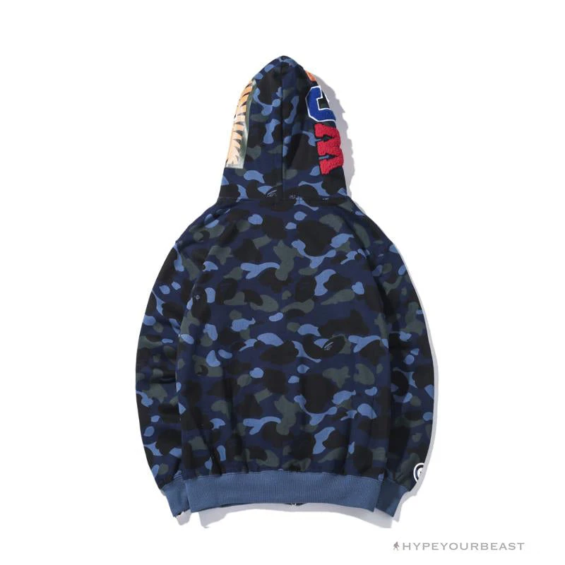 Hypeyourbeast BAPE Shark Head Classic Embroidered Camouflage Zip-Up Hoodie 'BLUE' 2 Hypeyourbeast BAPE Shark Head Classic Embroidered Camouflage Zip-Up Hoodie 'BLUE'