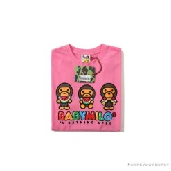 Hypeyourbeast Clothes BAPE Baby Milo Watermelon Little Monkey Tee Shirt 'PINK'