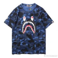 Hypeyourbeast BAPE Camouflage Shark Head Classic Cotton Short Sleeve Tee Shirt 'BLUE' Clothes