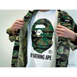 Hypeyourbeast BAPE Tiger Pattern Camouflage Ape Initials Tee Shirt 'WHITE' Clothes
