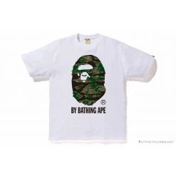 Hypeyourbeast Clothes BAPE Tiger Pattern Camouflage Ape Man Initial Print Tee Shirt 'WHITE'