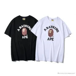 Hypeyourbeast BAPE Classic Basic Ape Man Head English LOGO Tee Shirt 'BLACK' Clothes 21 Hypeyourbeast BAPE Classic Basic Ape Man Head English LOGO Tee Shirt 'BLACK' Clothes
