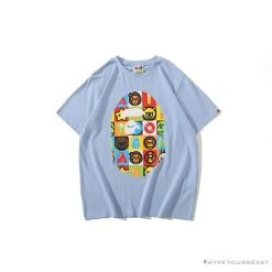 Hypeyourbeast BAPE Baby Milo Color Square Ape Head Tee Shirt 'BLUE' Clothes