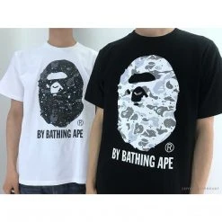 Hypeyourbeast Clothes BAPE Starry Sky Camouflage Luminous Great Ape Man Head Tee Shirt 'BLACK'
