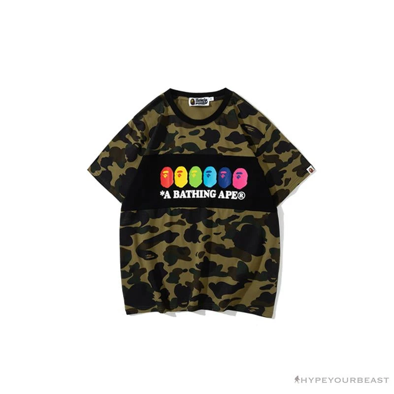 Hypeyourbeast BAPE KIDS Color Ape Head Camouflage Tee Shirt 'GREEN' Clothes 1 Hypeyourbeast BAPE KIDS Color Ape Head Camouflage Tee Shirt 'GREEN' Clothes
