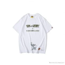 Hypeyourbeast BAPE Little Ape Head Tom And Jerry Chase Tee Shirt 'WHITE' Clothes