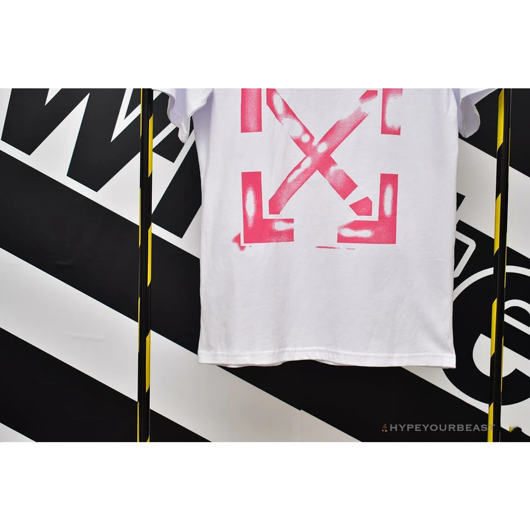 Hypeyourbeast OFF-WHITE 99 Pink Arrow Tee Shirt 'WHITE' 7 Hypeyourbeast OFF-WHITE 99 Pink Arrow Tee Shirt 'WHITE'