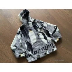 HypeYourBeast Supreme Penguins Hooded Fleece Jacket Black Hoodies & Jackets