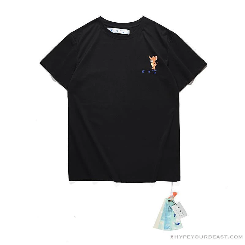 Hypeyourbeast T-Shirts OFF-WHITE Classic Animated Tom And Jerry Arrow Tee Shirt 'BLACK' 1 Hypeyourbeast T-Shirts OFF-WHITE Classic Animated Tom And Jerry Arrow Tee Shirt 'BLACK'