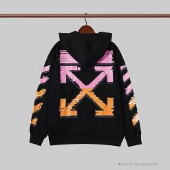 Hypeyourbeast OFF-WHITE Pink Orange Arrow Hoodie 'BLACK' Hoodies & Jackets