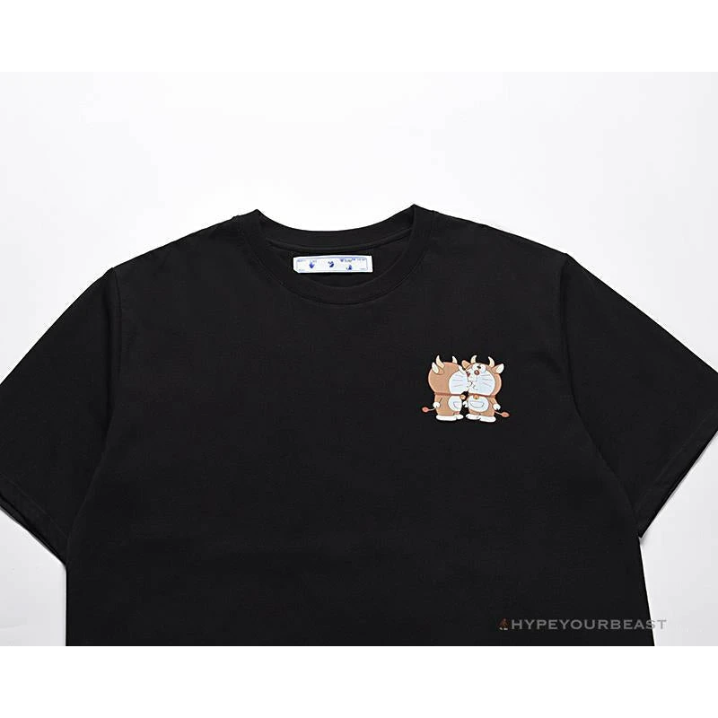 Hypeyourbeast OFF-WHITE Year Of The Ox Doraemon Arrow Tee Shirt 'BLACK' 4 Hypeyourbeast OFF-WHITE Year Of The Ox Doraemon Arrow Tee Shirt 'BLACK'