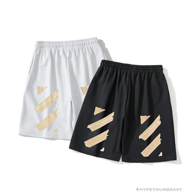 Hypeyourbeast Pants OFF-WHITE Explosive Strip Basic Arrow Shorts 'WHITE' 3 Hypeyourbeast Pants OFF-WHITE Explosive Strip Basic Arrow Shorts 'WHITE'