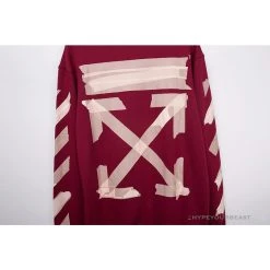Hypeyourbeast OFF-WHITE Rubber Strip Arrow Long Sleeve Shirt 'WINE RED' Shirts