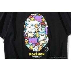 Hypeyourbeast Clothes BAPE Pokémon Co-branded Ape Head Tee Shirt 'BLACK'