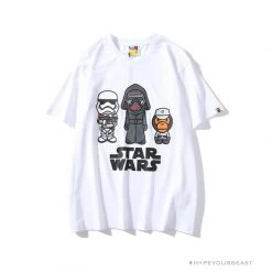 Hypeyourbeast BAPE X Star Wars Collaboration Black Warrior Tee Shirt 'WHITE' Clothes