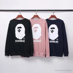 Hypeyourbeast BAPE Behind The Great Ape-Man Head Long Sleeve Shirt 'PINK' Clothes