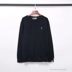 Hypeyourbeast Clothes BAPE Classic Ape Head Embroidered Long Sleeve Shirt 'BLACK'