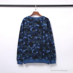 Hypeyourbeast BAPE Classic Ape Head Embroidered Camouflage Long Sleeve Shirt 'BLUE'