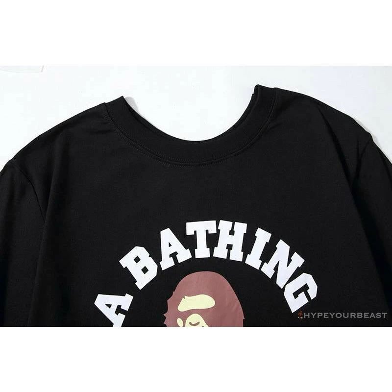 Hypeyourbeast BAPE Classic Basic Ape Man Head English LOGO Tee Shirt 'BLACK' Clothes 3 Hypeyourbeast BAPE Classic Basic Ape Man Head English LOGO Tee Shirt 'BLACK' Clothes