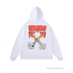 HypeYourBeast Off White Hoodie Red Orange - White Hoodies & Jackets