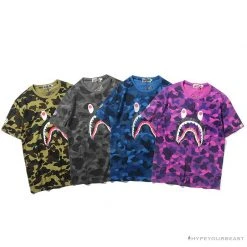 Hypeyourbeast BAPE Camouflage Shark Head Classic Cotton Short Sleeve Tee Shirt 'PURPLE' 5 Hypeyourbeast BAPE Camouflage Shark Head Classic Cotton Short Sleeve Tee Shirt 'PURPLE'