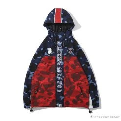 Hypeyourbeast Clothes BAPE X PSG Paris Saint-Germain Camouflage Blue-Red Hoodie