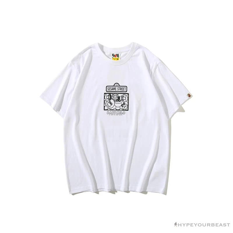 Hypeyourbeast BAPE Baby Milo Sesame Street Plain Tee Shirt 'WHITE' Clothes 1 Hypeyourbeast BAPE Baby Milo Sesame Street Plain Tee Shirt 'WHITE' Clothes