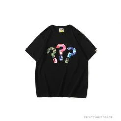 Hypeyourbeast Clothes BAPE Camouflage Three-Color Question Mark Tee Shirt 'BLACK'