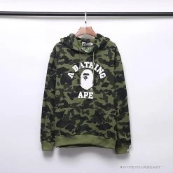 Hypeyourbeast Clothes BAPE X Bathing Ape Head Camouflage Hoodie 'GREEN'
