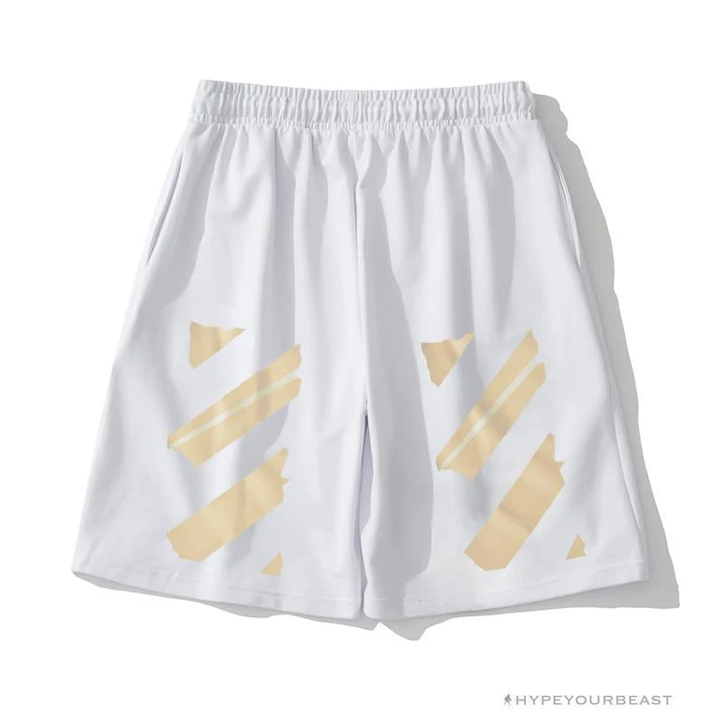 Hypeyourbeast Pants OFF-WHITE Explosive Strip Basic Arrow Shorts 'WHITE' 8 Hypeyourbeast Pants OFF-WHITE Explosive Strip Basic Arrow Shorts 'WHITE'