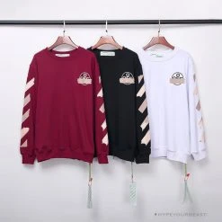 Hypeyourbeast OFF-WHITE Rubber Strip Arrow Long Sleeve Shirt 'WINE RED' Shirts