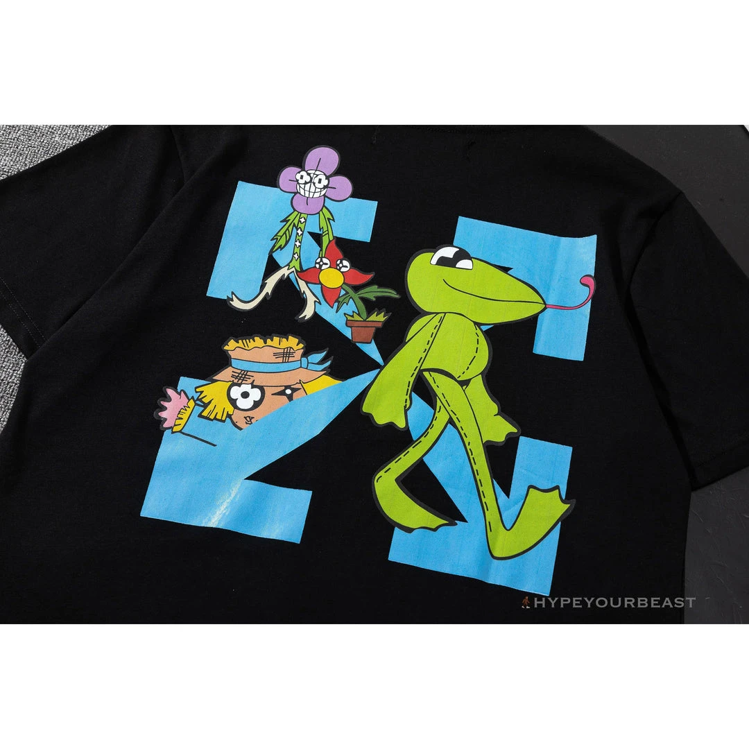 Hypeyourbeast OFF-WHITE Floral And Frog Pattern Tee Shirt 'BLACK' T-Shirts 3 Hypeyourbeast OFF-WHITE Floral And Frog Pattern Tee Shirt 'BLACK' T-Shirts
