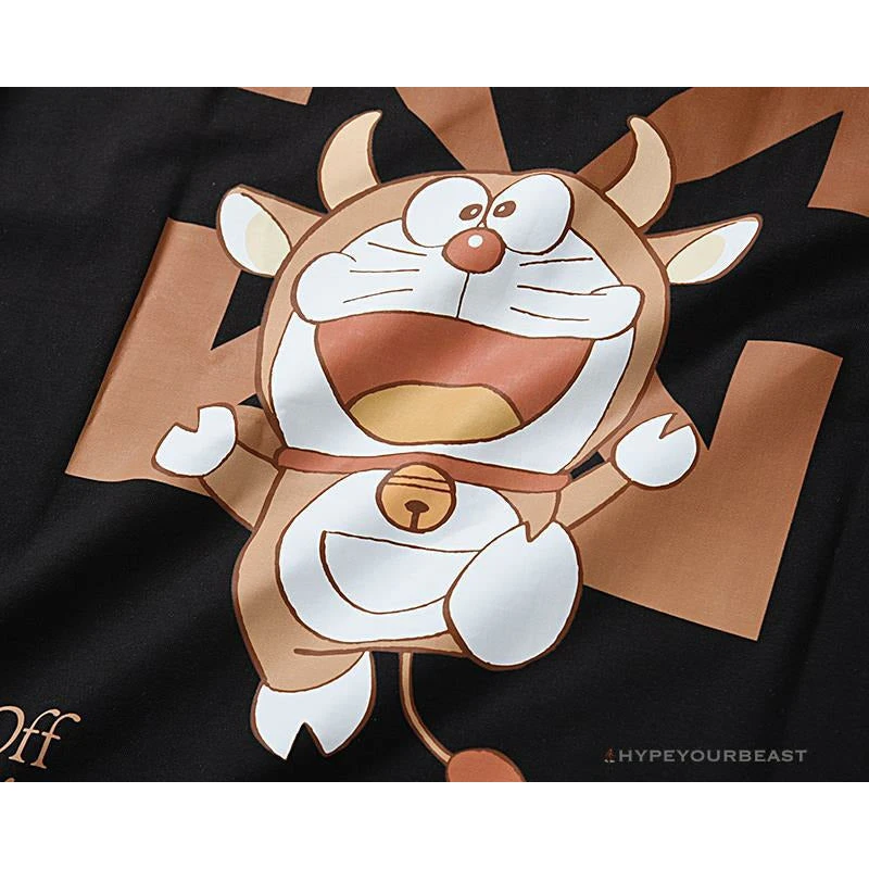 Hypeyourbeast OFF-WHITE Year Of The Ox Doraemon Arrow Tee Shirt 'BLACK' 7 Hypeyourbeast OFF-WHITE Year Of The Ox Doraemon Arrow Tee Shirt 'BLACK'