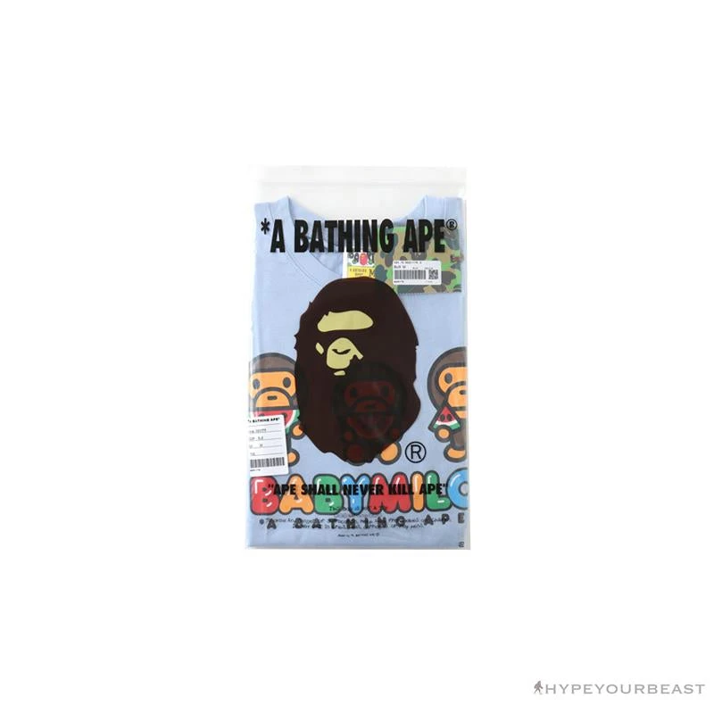 Hypeyourbeast Clothes BAPE Baby Milo Watermelon Little Monkey Tee Shirt 'BLUE' 4 Hypeyourbeast Clothes BAPE Baby Milo Watermelon Little Monkey Tee Shirt 'BLUE'