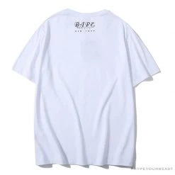 Hypeyourbeast Clothes BAPE NYC New York Limited Purple Camouflage Ape Head Tee Shirt 'WHITE'