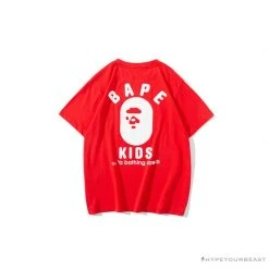 Hypeyourbeast BAPE KIDS Small Net Pocket Ape Man Head Tee Shirt 'RED' Clothes