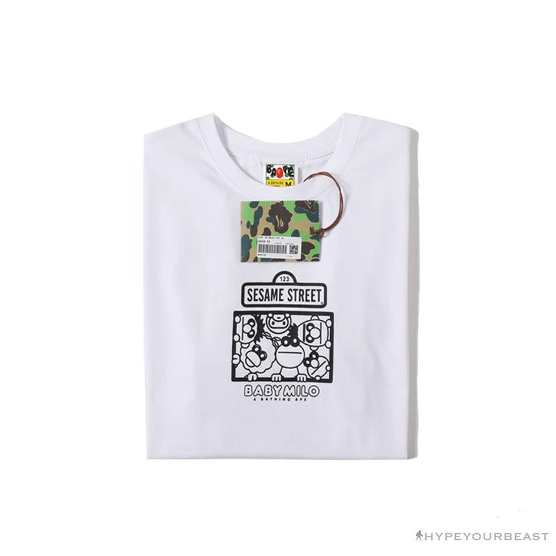 Hypeyourbeast BAPE Baby Milo Sesame Street Plain Tee Shirt 'WHITE' Clothes 3 Hypeyourbeast BAPE Baby Milo Sesame Street Plain Tee Shirt 'WHITE' Clothes