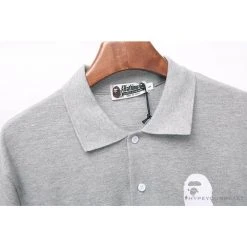 Hypeyourbeast BAPE Classic Ape Head Print Versatile Polo Shirt 'GREY'
