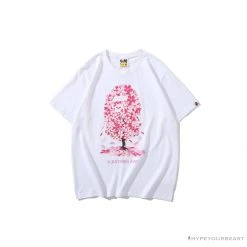 Hypeyourbeast BAPE Japan Limited Edition Pink Cherry Tree Tee Shirt 'WHITE'