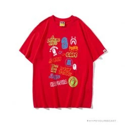 Hypeyourbeast Clothes BAPE Street Graffiti Tee Shirt 'RED'