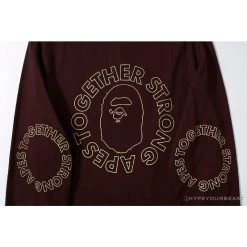 Hypeyourbeast BAPE APES TOGETHER English Alphabet Ape Head Long Sleeve Shirt 'WINE RED' Clothes