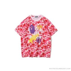 Hypeyourbeast BAPE Ape Head Star Camouflage Shading Tee Shirt 'PINK' Clothes