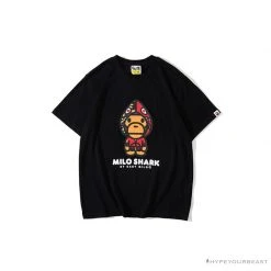 Hypeyourbeast BAPE Baby Milo Red Shark Hat Little Monkey Tee Shirt 'BLACK'