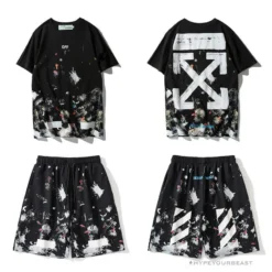 Hypeyourbeast Pants OFF-WHITE Hot Starry Sky Fireworks Shorts 'BLACK'
