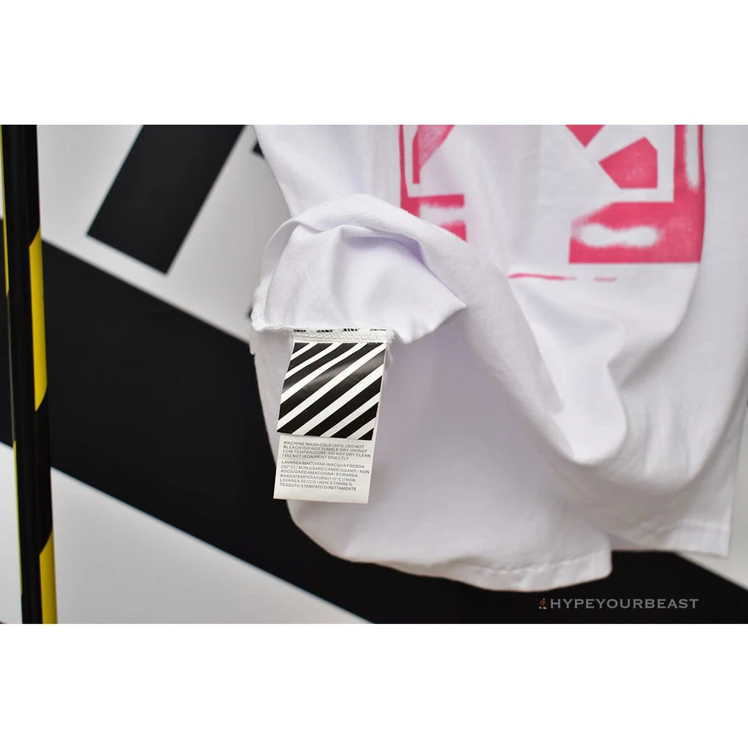 Hypeyourbeast OFF-WHITE 99 Pink Arrow Tee Shirt 'WHITE' 8 Hypeyourbeast OFF-WHITE 99 Pink Arrow Tee Shirt 'WHITE'