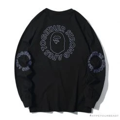 Hypeyourbeast Clothes BAPE APES TOGETHER English Alphabet Ape Head Long Sleeve Shirt 'BLACK'