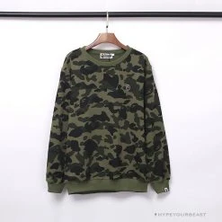 Hypeyourbeast Clothes BAPE Classic Ape Head Embroidered Camouflage Long Sleeve Shirt 'GREEN'