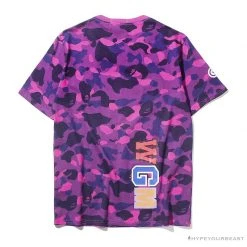 Hypeyourbeast BAPE Camouflage Shark Head Classic Cotton Short Sleeve Tee Shirt 'PURPLE'